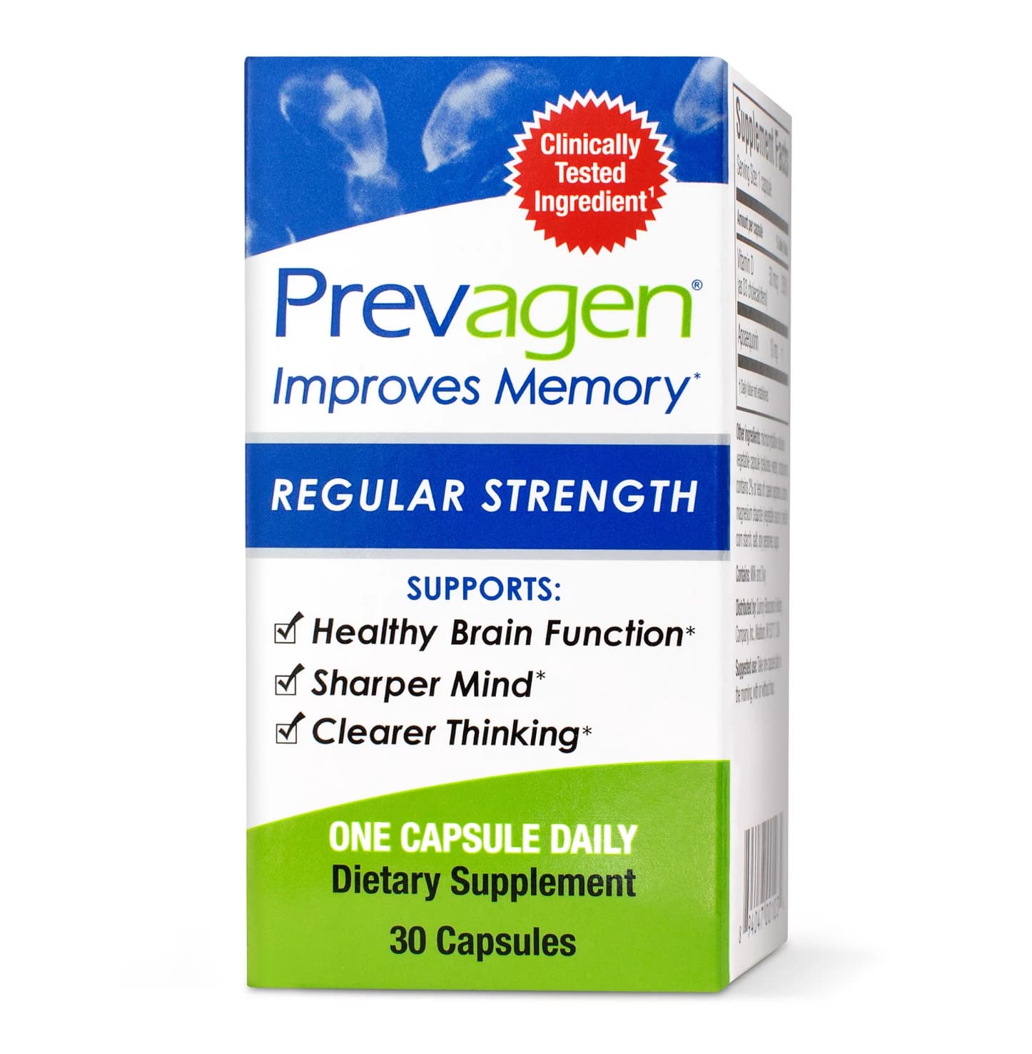 prevagen regular strength - Clinically Tested Ingredient Prevagen Improves Memory Regular Strength Supports Healthy Brain Function Sharper Mind Clearer Thinking One Capsule Daily Dietary Supplement 30 Capsules